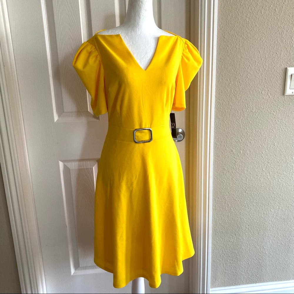 New NY&Co Puff Cap Sleeve Sheath Belle Dress XS